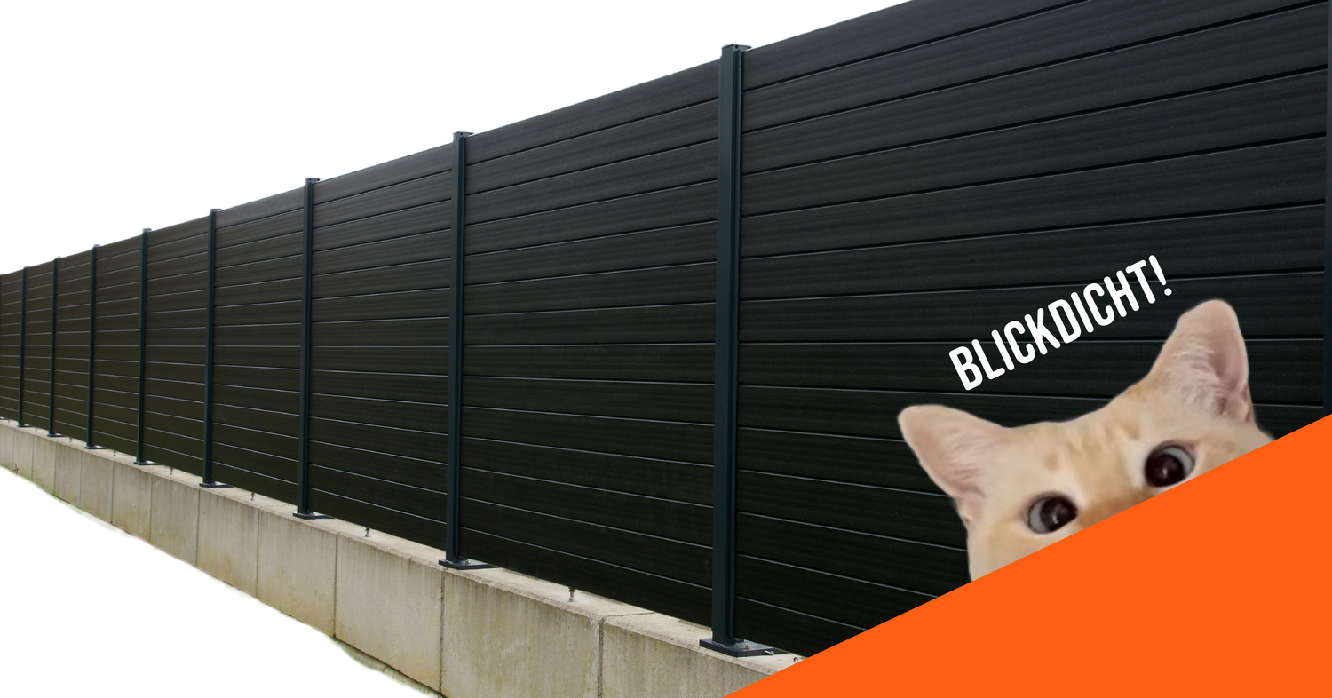 BLickdichter Zaun mit Katze die herüberschaut